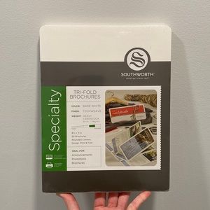 NWT Southworth Tri Fold Borchures Heavy Cardstock